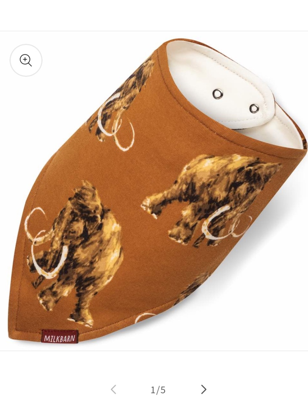 Milkbarn Woolly Mammoth Organic Cotton Three-Layer Kerchief Bib NWT